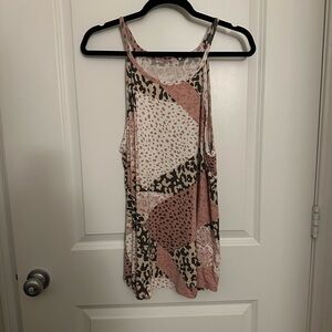 Maurices Pink and Leopard Print Tank Top Sz0x